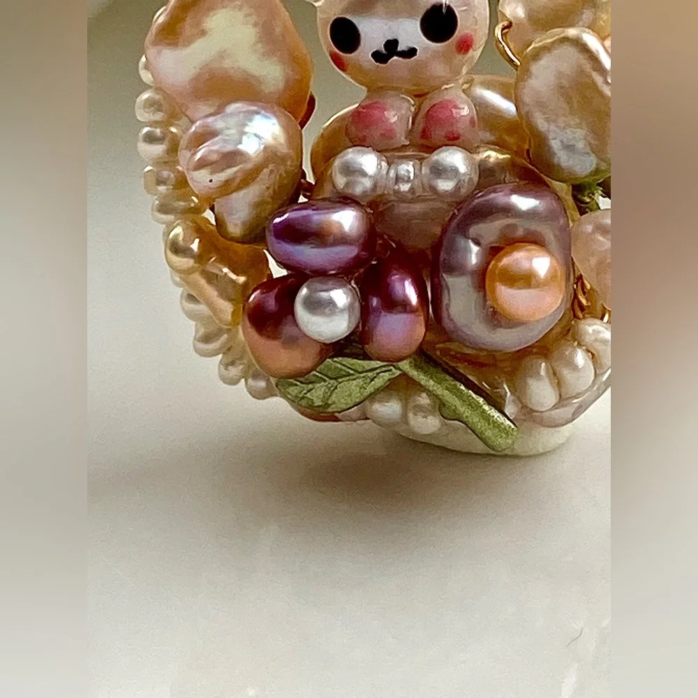 P203-Handmade High Quality Bunny Easter Basket Detachable Pendant - Picture 10 of 11